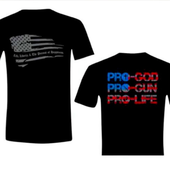 Unisex Navy Fruit of the Loom Pro-God Pro-Gun Pro-Life Short Sleeve Tee, NWOT - Picture 1 of 16
